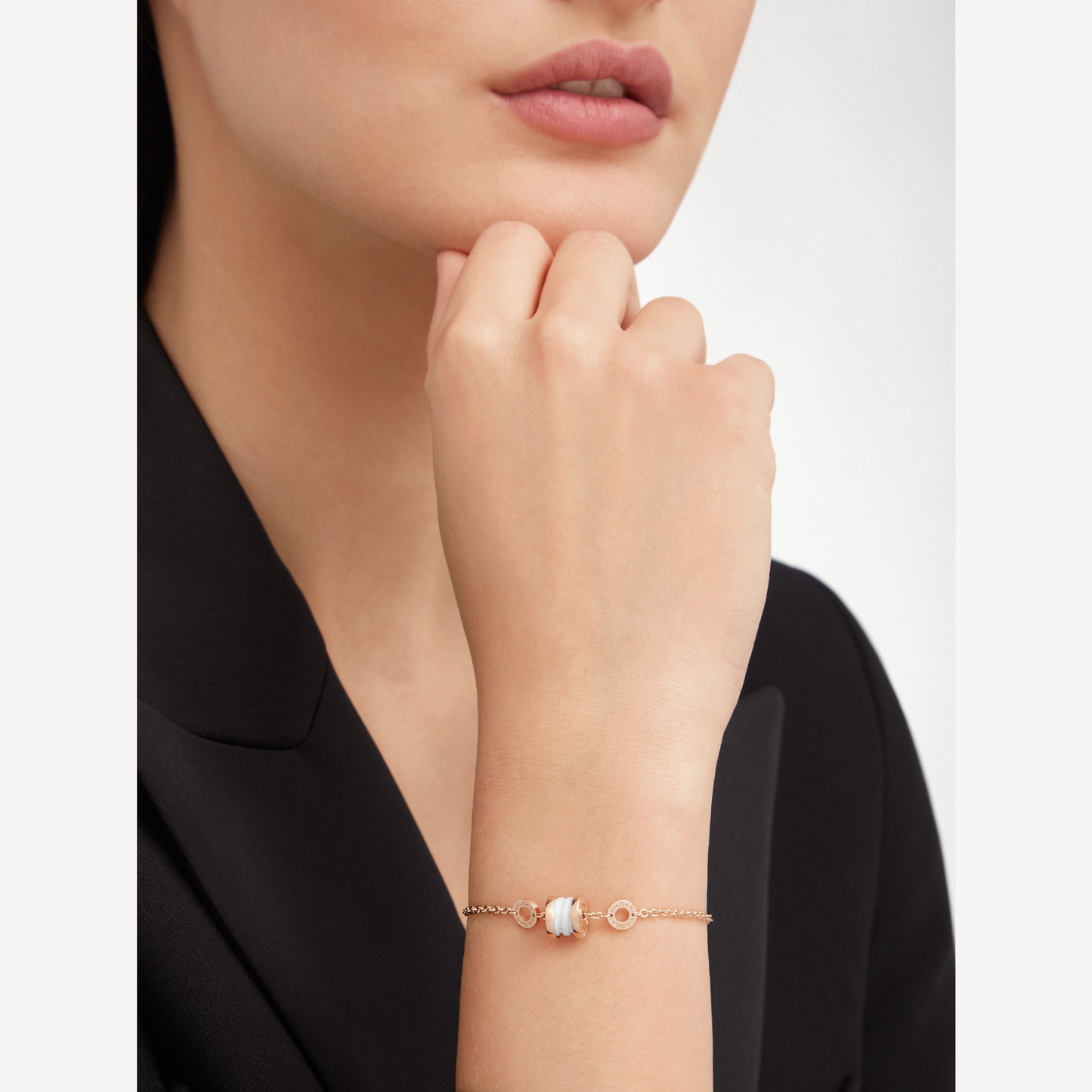 [BloomBling]ZERO 1 SOFT PINK GOLD AND WHITE CERAMIC BRACELET