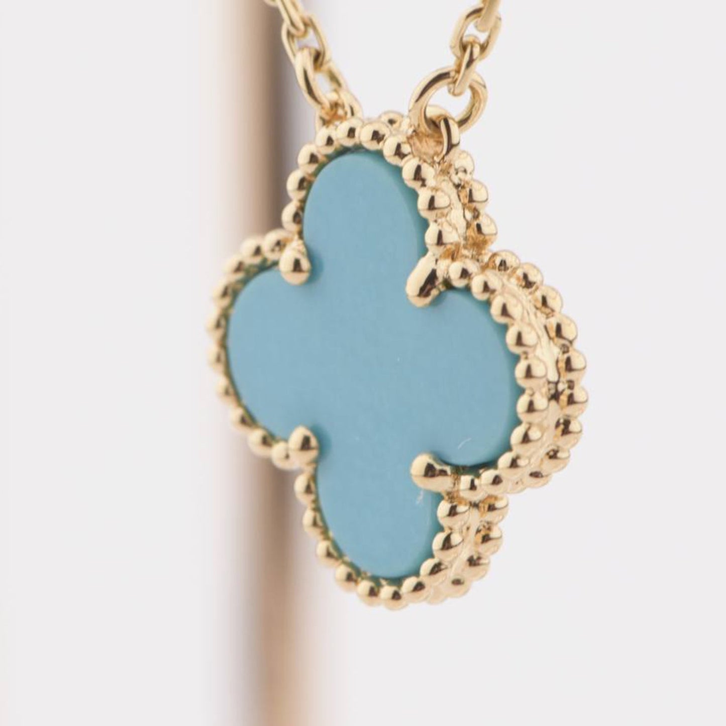 [BloomBling]CLOVER 15MM VINTAGE TURQUOISE NECKLACE