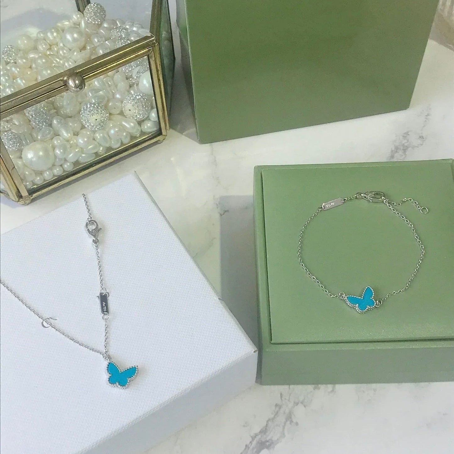 [BloomBling]BUTTERFLY TURQUOISE BUTTERFLY BRACELET SILVER
