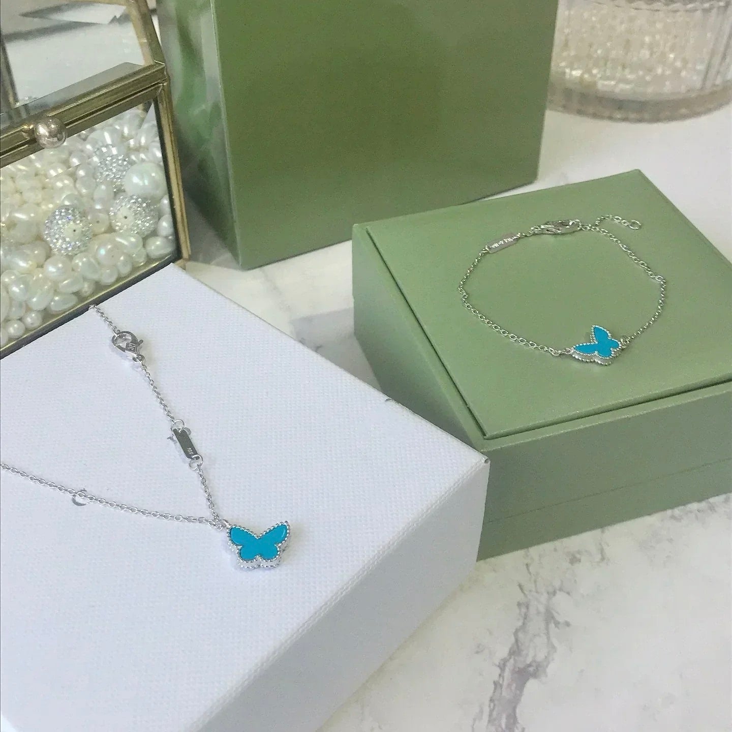 [BloomBling]BUTTERFLY TURQUOISE BUTTERFLY BRACELET SILVER