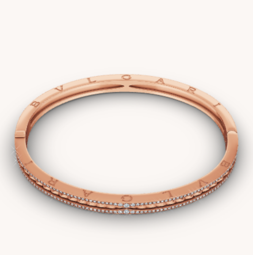 [BloomBling]ZERO 1 SPIRAL AND PAVED DIAMOND PINK GOLD BRACELET