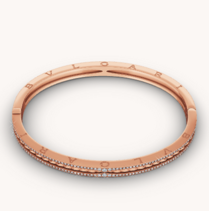 [BloomBling]ZERO 1 SPIRAL AND PAVED DIAMOND PINK GOLD BRACELET