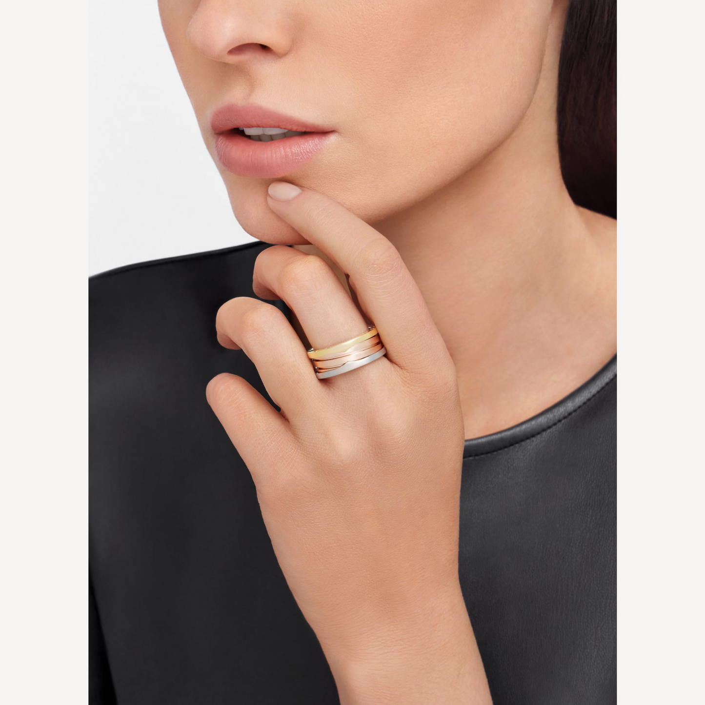 [BloomBling]ZERO 1 THREE-BAND ROSE WHITE AND YELLOW RING