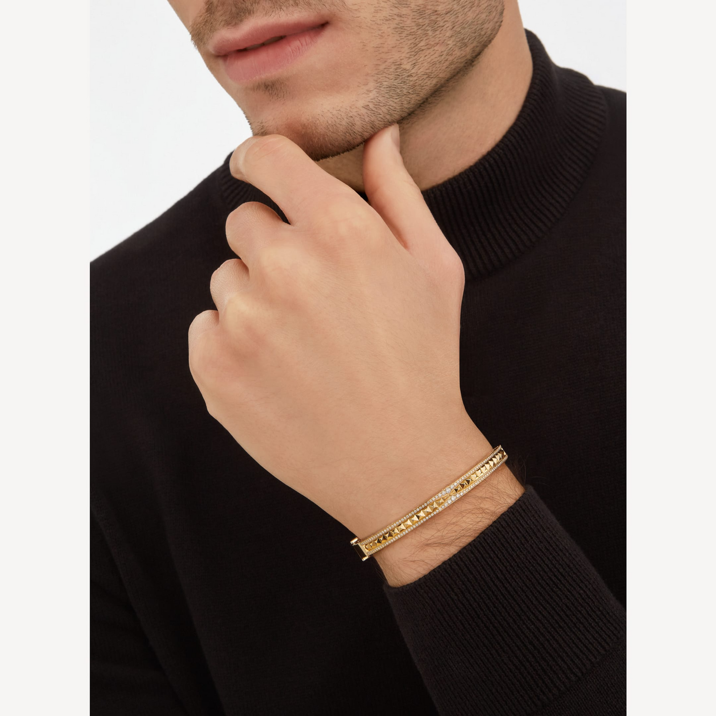 [BloomBling]ZERO 1 SPIRAL AND PAVED DIAMOND GOLD BRACELET