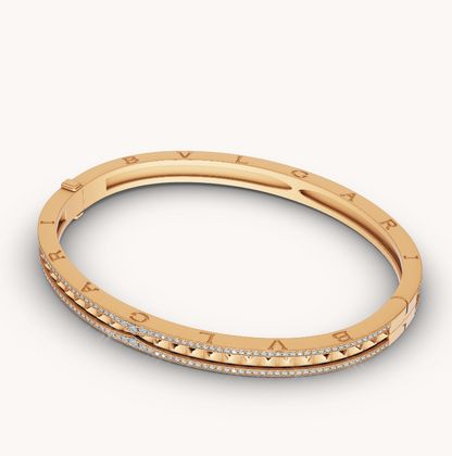 [BloomBling]ZERO 1 SPIRAL AND PAVED DIAMOND GOLD BRACELET