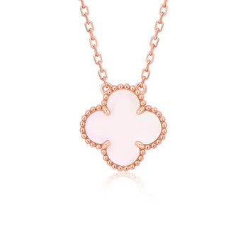 [BloomBling]CLOVER 15MM PINK MOTHER-OF-PEARL SINGLE FLOWER NECKLACE