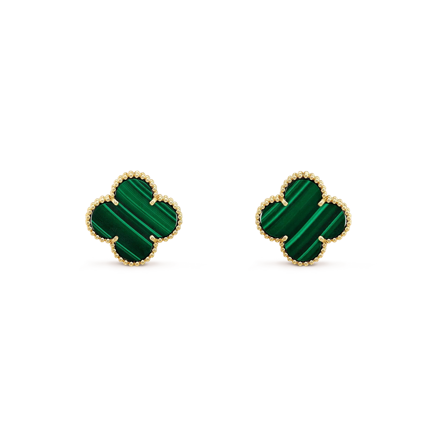 [BloomBling]CLOVER MINI 9.5MM MALACHITE  EARRINGS
