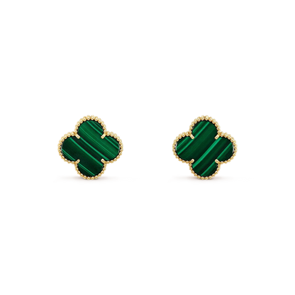 [BloomBling]CLOVER MINI 9.5MM MALACHITE  EARRINGS