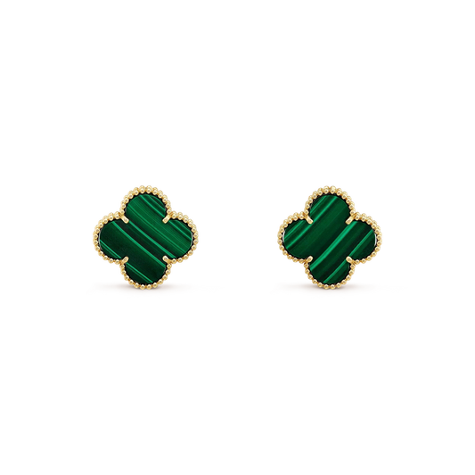 [BloomBling]CLOVER MINI 9.5MM MALACHITE  EARRINGS