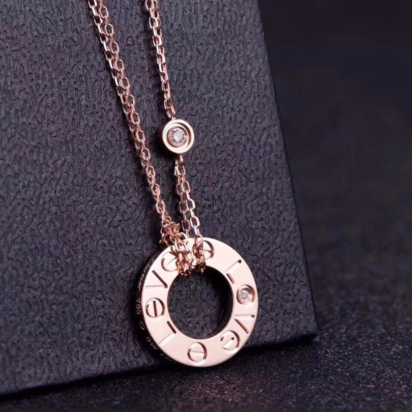 [BloomBling]LOVE NECKLACE 16MM 2 DIAMONDS