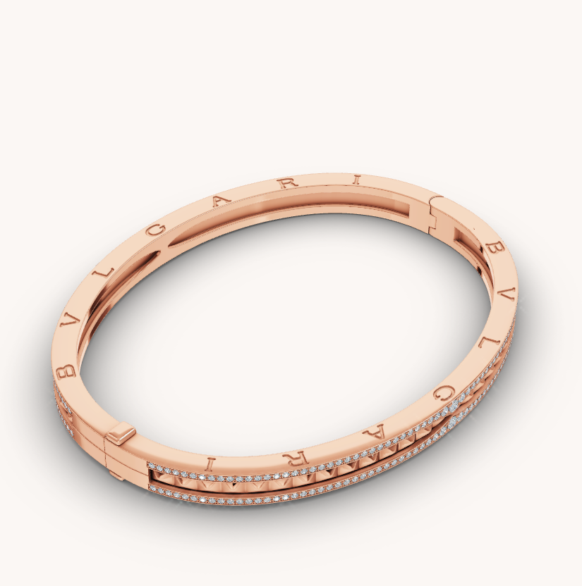 [BloomBling]ZERO 1 SPIRAL AND PAVED DIAMOND PINK GOLD BRACELET