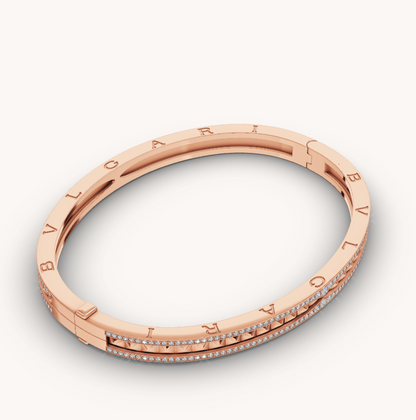 [BloomBling]ZERO 1 SPIRAL AND PAVED DIAMOND PINK GOLD BRACELET