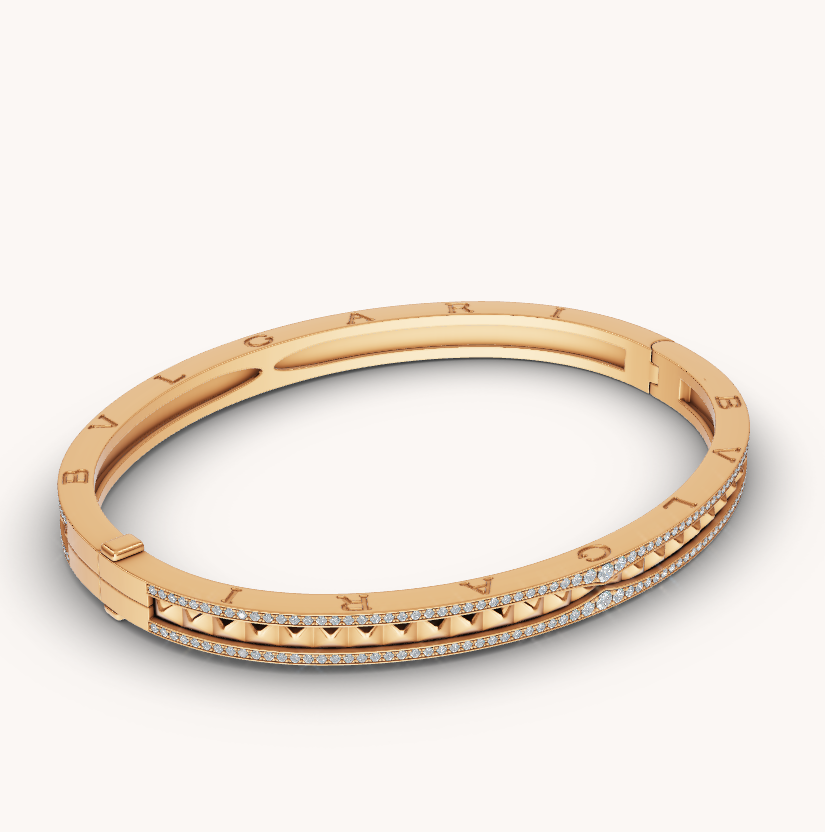 [BloomBling]ZERO 1 SPIRAL AND PAVED DIAMOND GOLD BRACELET
