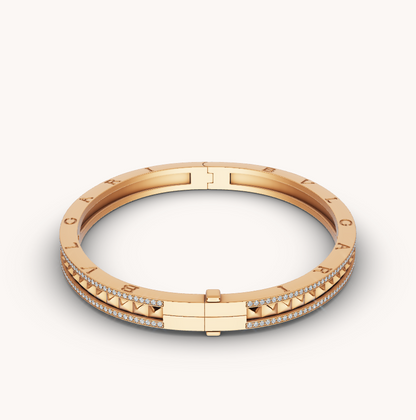 [BloomBling]ZERO 1 SPIRAL AND PAVED DIAMOND GOLD BRACELET