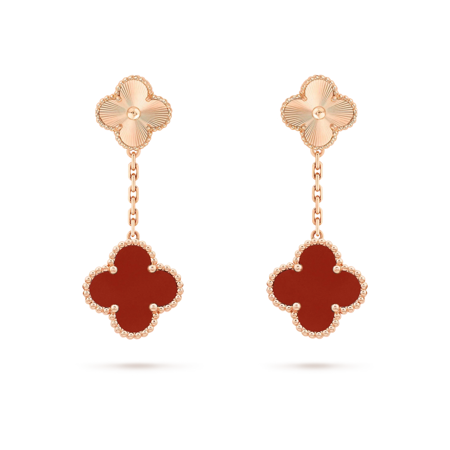 [BloomBling]CLOVER 2 MOTIF  LASER CARNELIAN EARRINGS