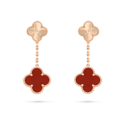 [BloomBling]CLOVER 2 MOTIF  LASER CARNELIAN EARRINGS