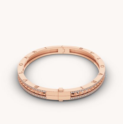 [BloomBling]ZERO 1 SPIRAL AND PAVED DIAMOND PINK GOLD BRACELET