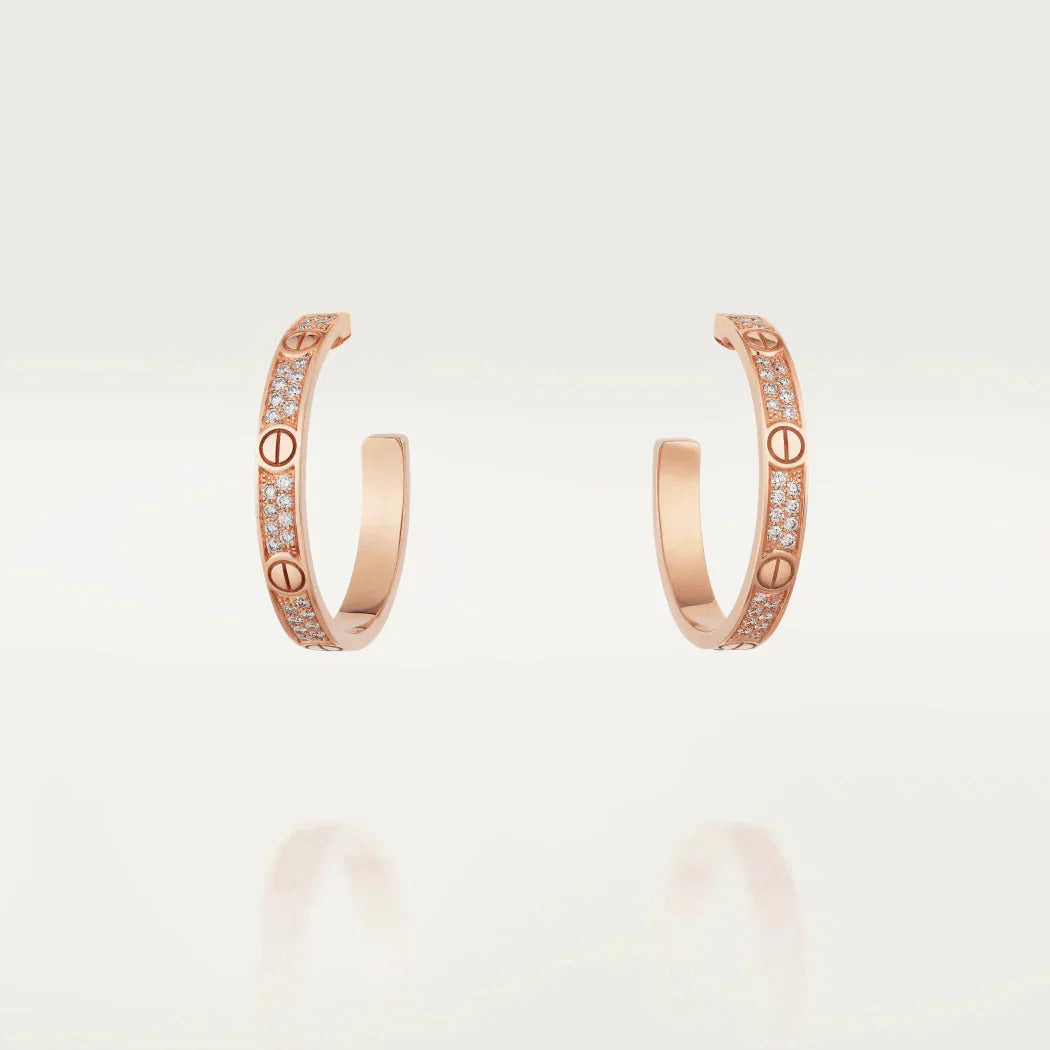 [BloomBling]LOVE DIAMOND PINK GOLD HOOP EARRINGS