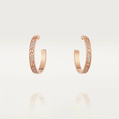 [BloomBling]LOVE DIAMOND PINK GOLD HOOP EARRINGS