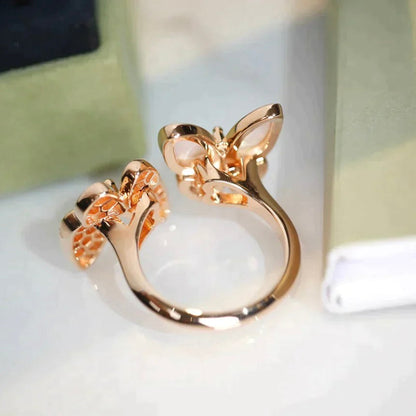 [BloomBling]TWIN BUTTERFLY DIAMOND MOP RING