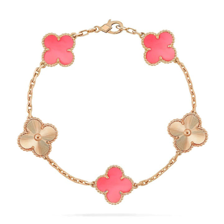 [BloomBling]CLOVER BRACELET 5 MOTIF PINK AND PINK GOLD