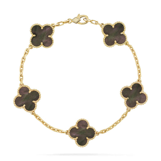[BloomBling]CLOVER 5 MOTIF GRAY MOP  BRACELET