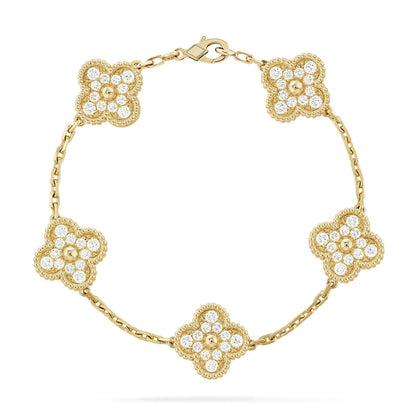 [BloomBling]CLOVER 5 MOTIFS  FULL DIAMOND BRACELET