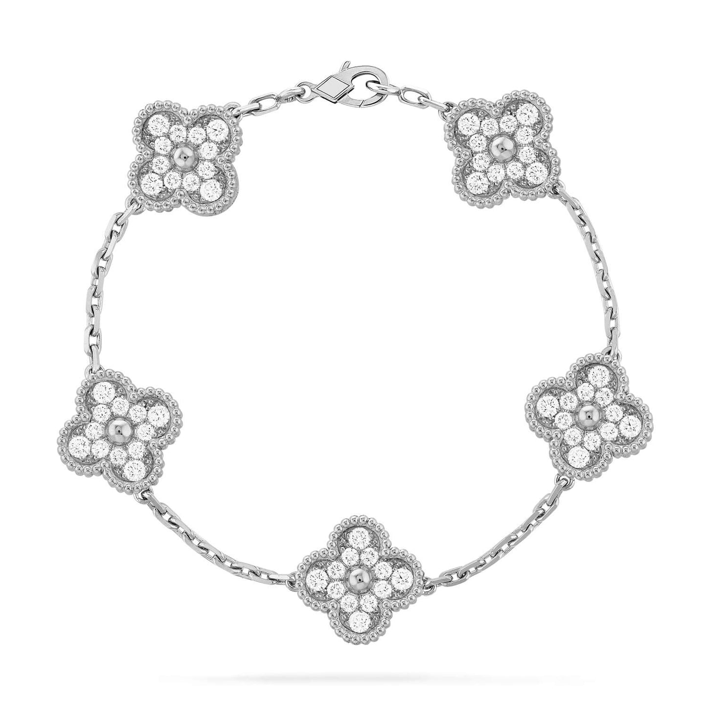 [BloomBling]CLOVER 5 MOTIFS  DIAMOND BRACELET SILVER