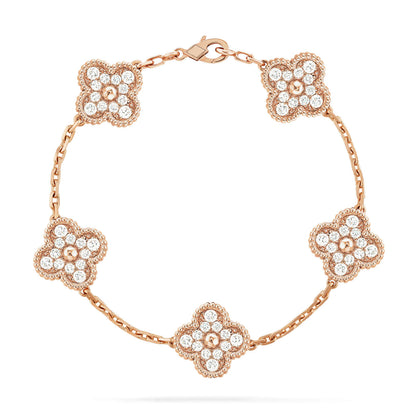 [BloomBling]CLOVER 5 MOTIFS  FULL DIAMOND BRACELET