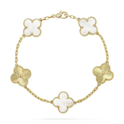 [BloomBling]CLOVER BRACELET 5 MOTIF WHITE MOP PINK GOLD