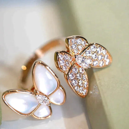 [BloomBling]TWIN BUTTERFLY DIAMOND MOP RING