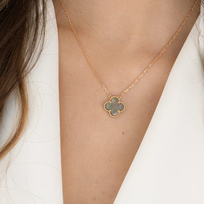 [BloomBling]CLOVER 15MM  GRAY MOTHER OF PEARL NECKLACE