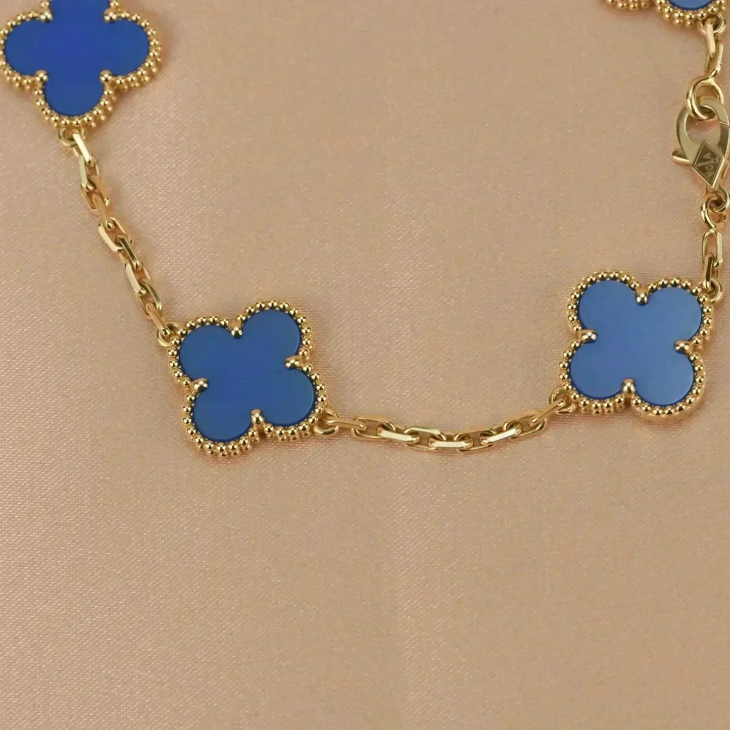 [BloomBling]CLOVER 5 MOTIFS BLUE AGATE BRACELET