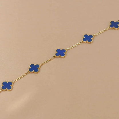 [BloomBling]CLOVER 5 MOTIFS BLUE AGATE BRACELET