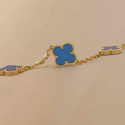 [BloomBling]CLOVER 5 MOTIFS BLUE AGATE BRACELET