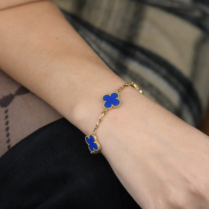 [BloomBling]CLOVER 5 MOTIFS BLUE AGATE BRACELET