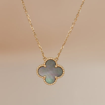 [BloomBling]CLOVER 15MM  GRAY MOTHER OF PEARL NECKLACE