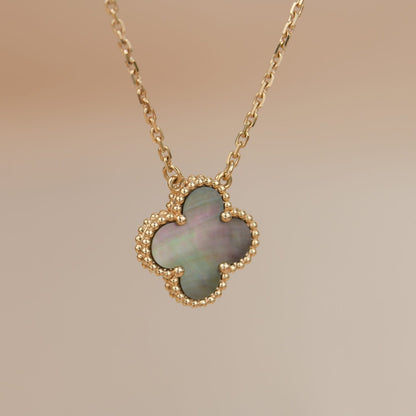 [BloomBling]CLOVER 15MM  GRAY MOTHER OF PEARL NECKLACE