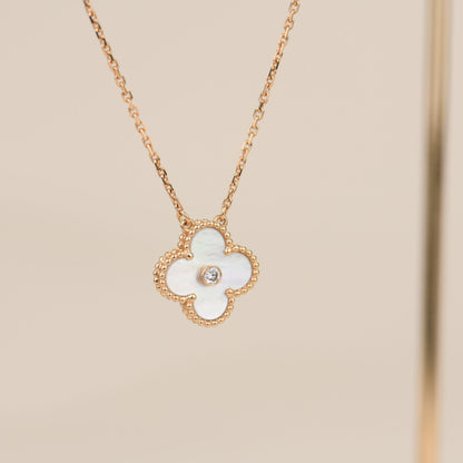 [BloomBling]CLOVER 15MM DIAMOND WHITE FRITILLARIA NECKLACE