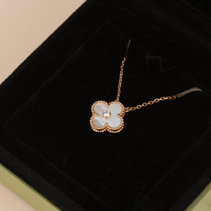 [BloomBling]CLOVER 15MM DIAMOND WHITE FRITILLARIA NECKLACE