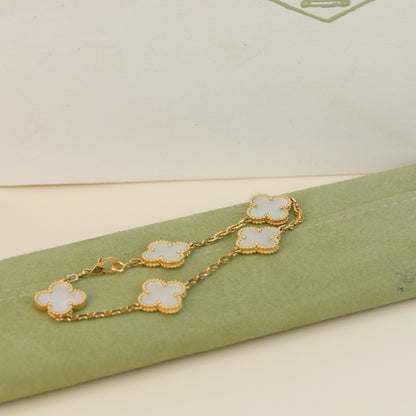[BloomBling]CLOVER  5 MOTIF WHITE MOP BRACELET