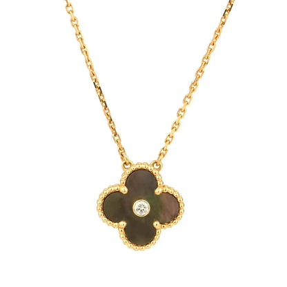 [BloomBling]CLOVER 15MM DIAMOND AND MOTHER-OF-GREY NECKLACE