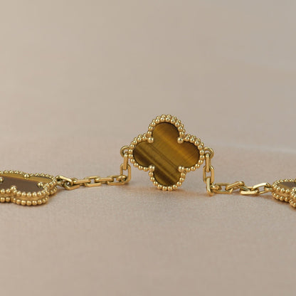 [BloomBling]CLOVER  5 MOTIFS TIGER EYE BRACELET