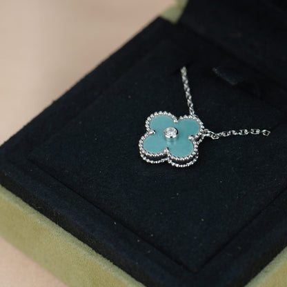 [BloomBling]CLOVER 15MM DIAMOND SVRES PORCELAIN  NECKLACE SILVER