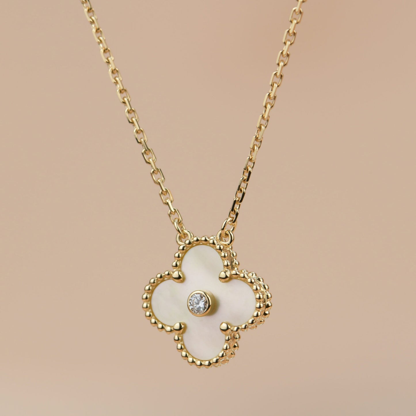 [BloomBling]CLOVER 15MM DIAMOND GOLD MOTHER OF PEARL NECKLACE