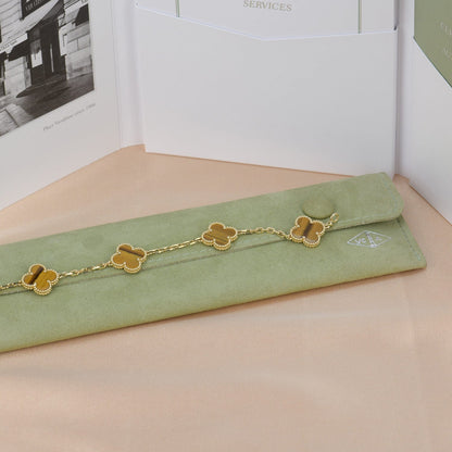 [BloomBling]CLOVER  5 MOTIFS TIGER EYE BRACELET