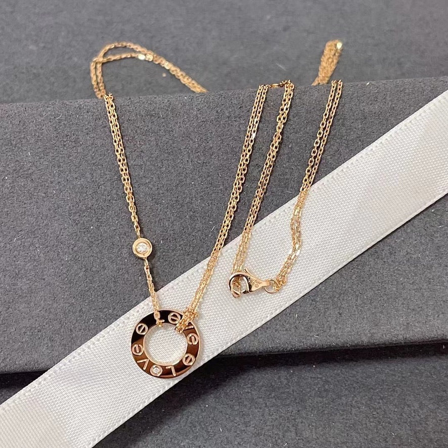 [BloomBling]LOVE NECKLACE 16MM 2 DIAMONDS