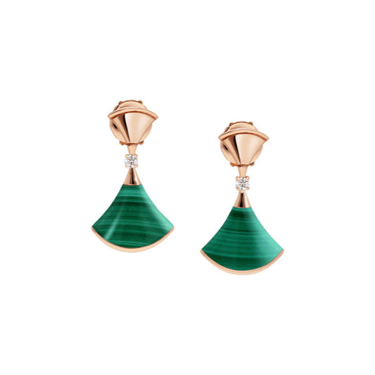 [BloomBling]DREAM MALACHITE PINK GOLD EARRINGS