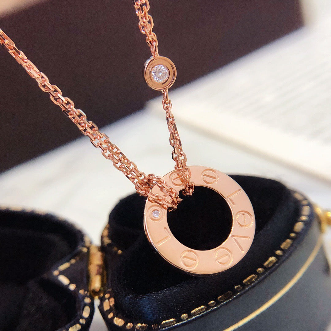 [BloomBling]LOVE NECKLACE 16MM 2 DIAMONDS