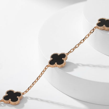 [BloomBling]CLOVER 10 MOTIFS ONYX NECKLACE